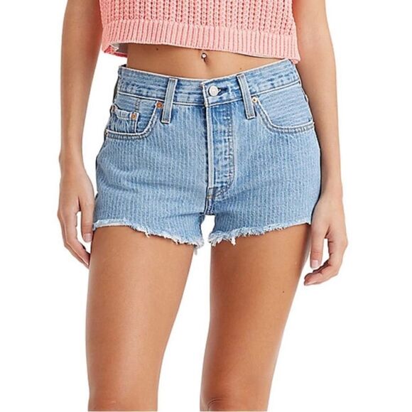 Women’s Levi's 501 Jean Denim High-Rise Raw Hem Shorts Size 29 - Picture 6 of 8